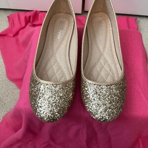 Rose Gold Glitter Ballet Flats